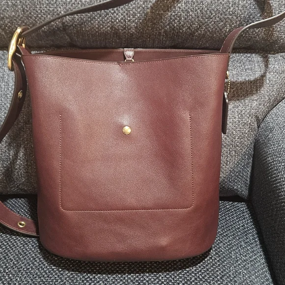 Coach Merlot Burgundy Bleeker Bucket Leather Shoulder Bag - Picture 3 of 14